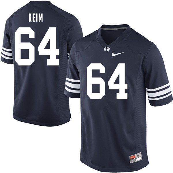 Men #64 Brayden Keim BYU Cougars College Football Jerseys Sale-Navy